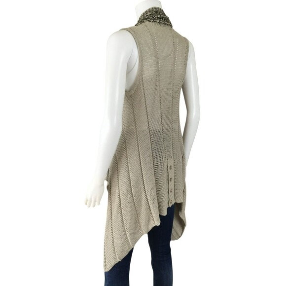 Alice + Olivia BOHO Artsy Vest sz S Sequin Beaded Asymmetric Glam Chic Layering - Picture 7 of 15